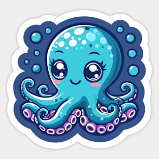 Cute Blue Octopus Sticker